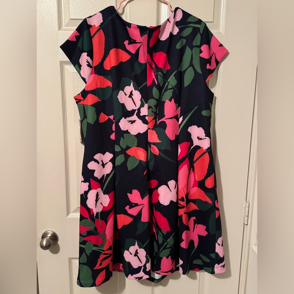 NWT Jessica Howard Navy Blue Pink and Green Floral Mini Dress - Picture 2 of 4